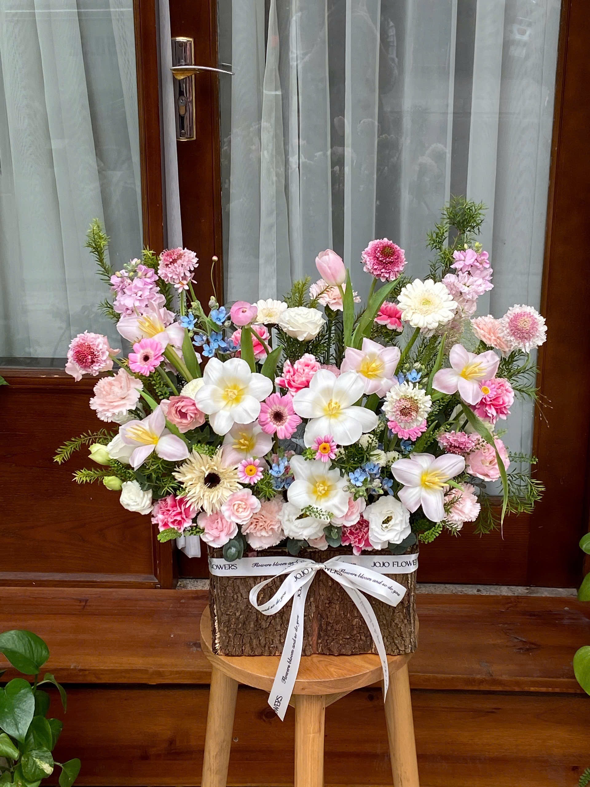 Hộp gỗ tulip dynasty mix tone hồng